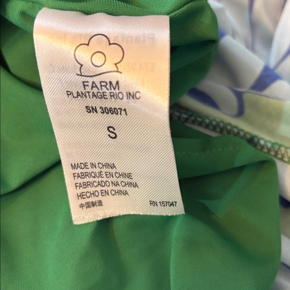 Farm Rio Copacabana Asymmetric Midi Cutout Dress Blue Green One Sleeve Small - Picture 9 of 11